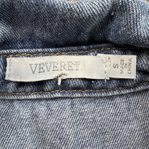 VTG Veveret Shirt Shaket Womens S Blue Demin Frayed Edges‎ Silver Studded Y2K - Picture 9 of 16
